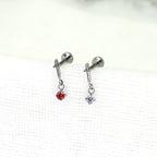 Mini Dagger Pendant CZ Titanium Ear Studs