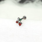 Heart CZ Cherry Titanium Ear Studs