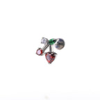 Heart CZ Cherry Titanium Ear Studs