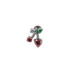 Heart CZ Cherry Titanium Ear Studs