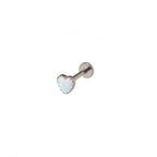 Heart with Lace Edge Blue & White Opal Titanium Ear Studs