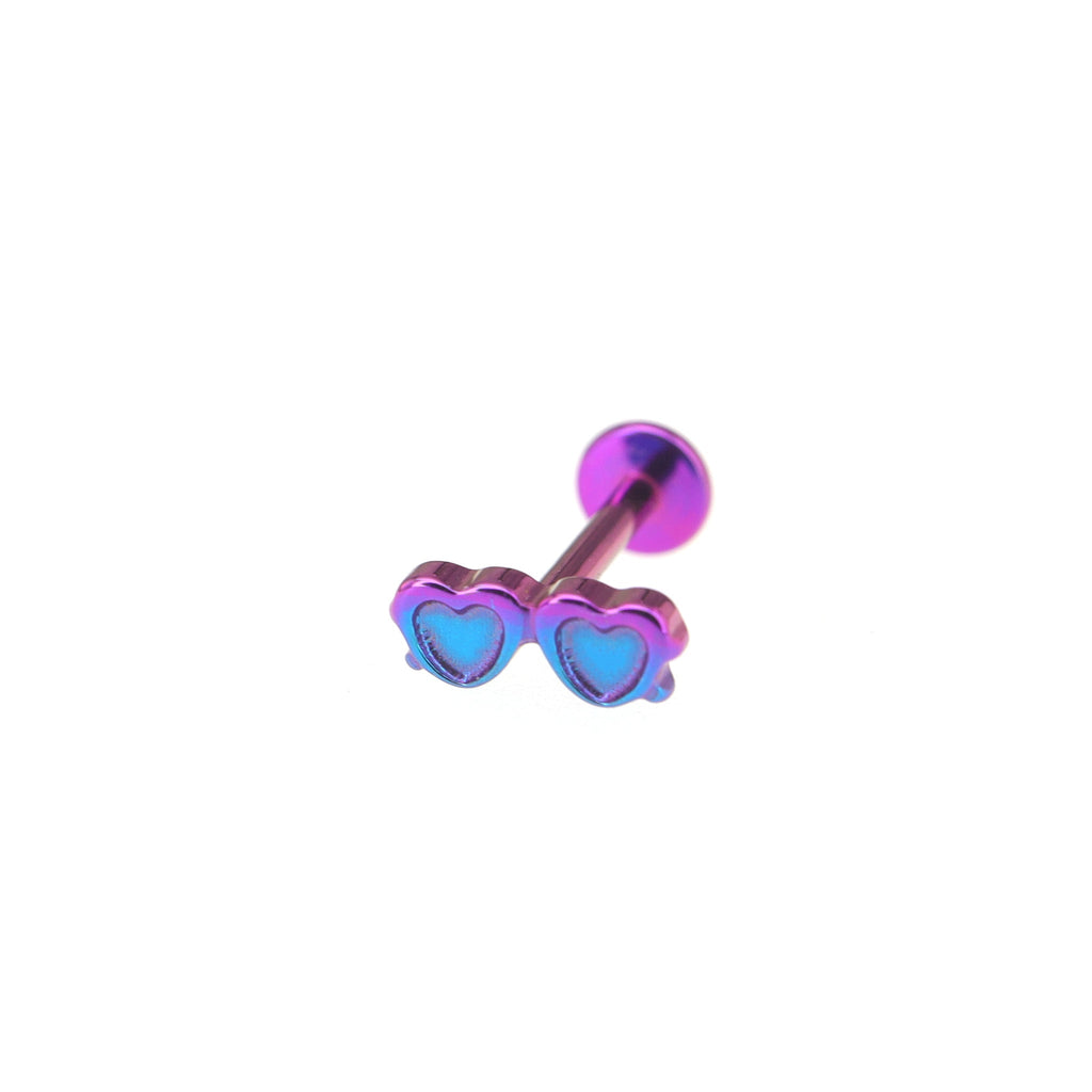 Double Heart Mini Glasses Titanium Ear Studs