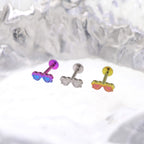 Double Heart Mini Glasses Titanium Ear Studs