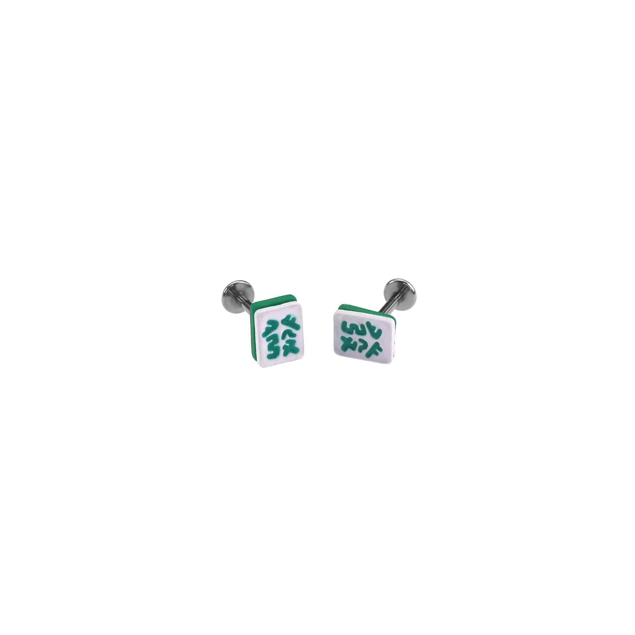 Resin Mahjong Tile Internally Threaded stainless steel Ear Studs