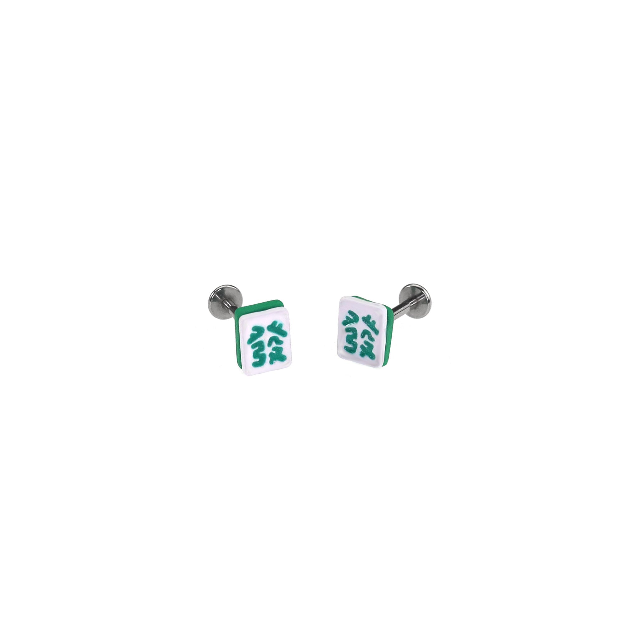 Resin Mahjong Tile Internally Threaded stainless steel Ear Studs