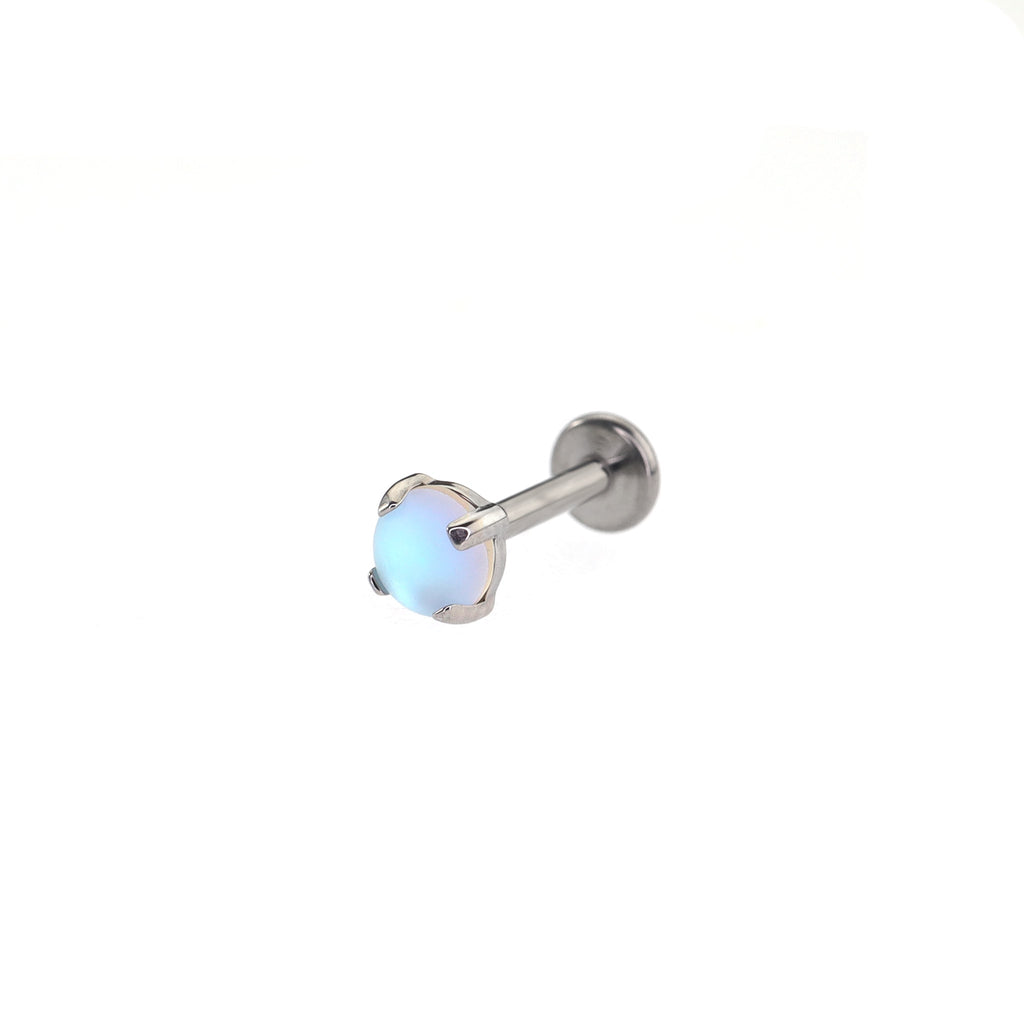 Satin Round Moonstone Internally Threaded Titanium Threaded Studs