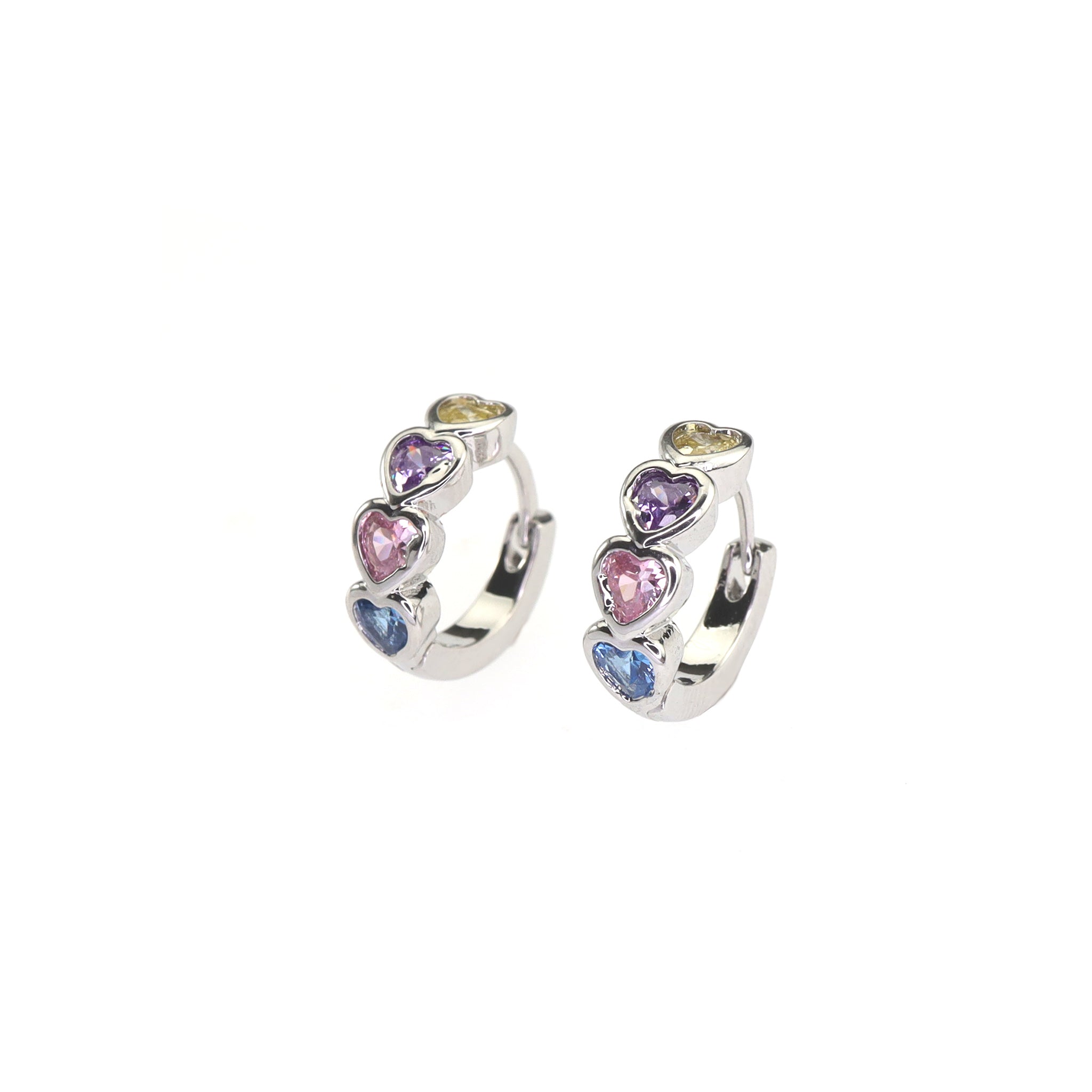 PAIR OF Star & Heart Rainbow CZ stainless steel Earring