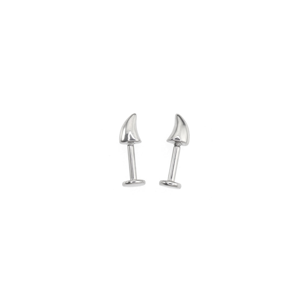 Devil Horn Internally Threaded stainless steel Ear Stud