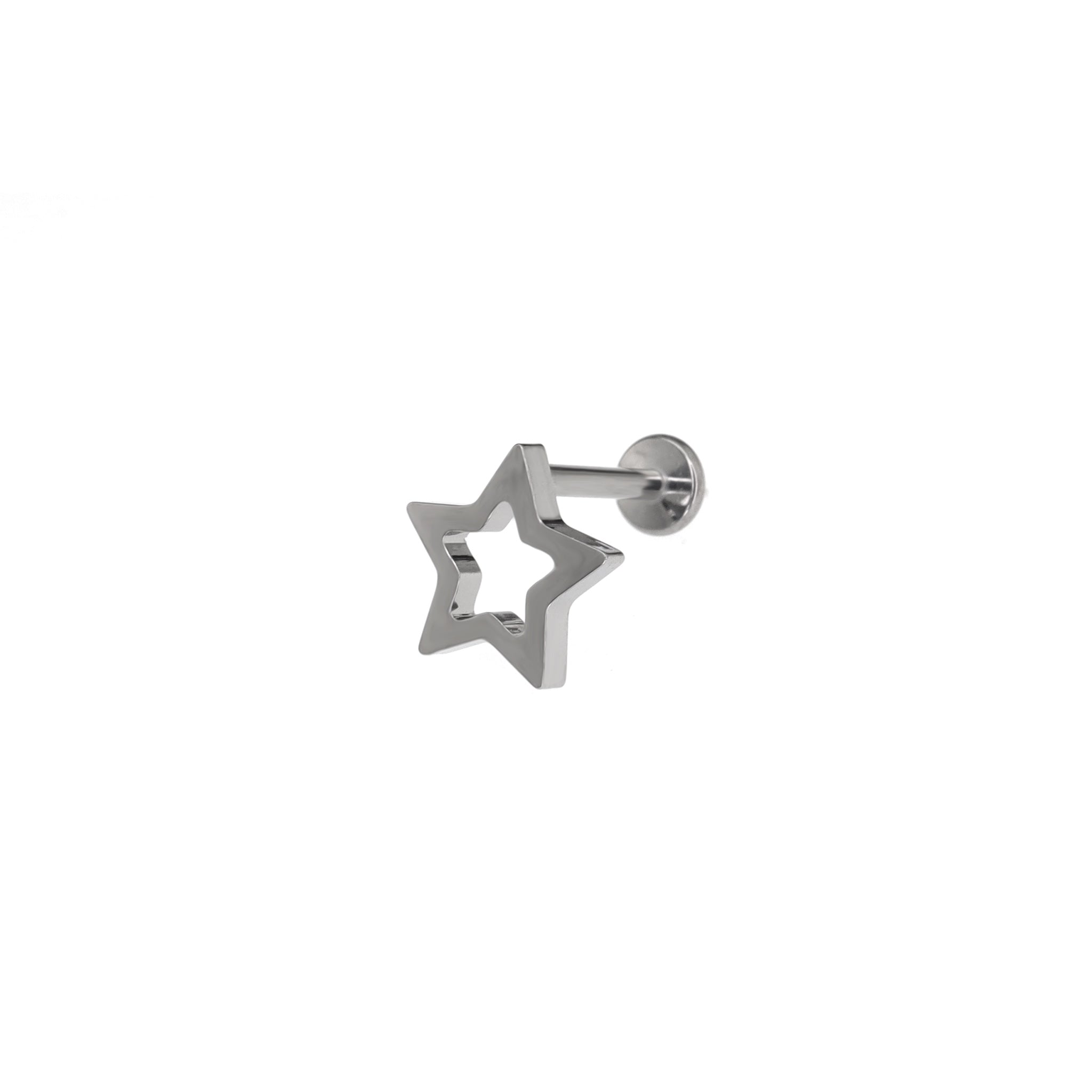 Thick-Cut Openwork Pentagram Titanium Ear Studs