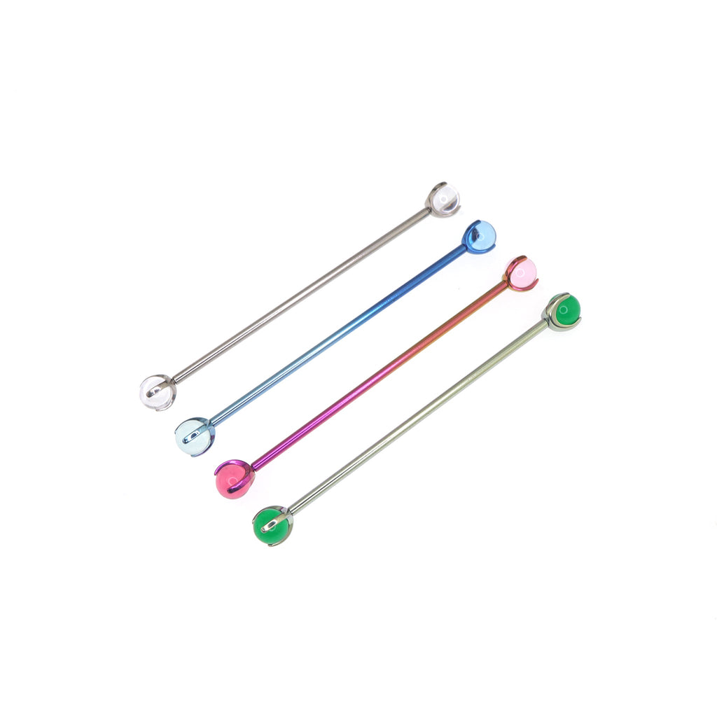 Double Ball CZ Titanium Industrial Barbell