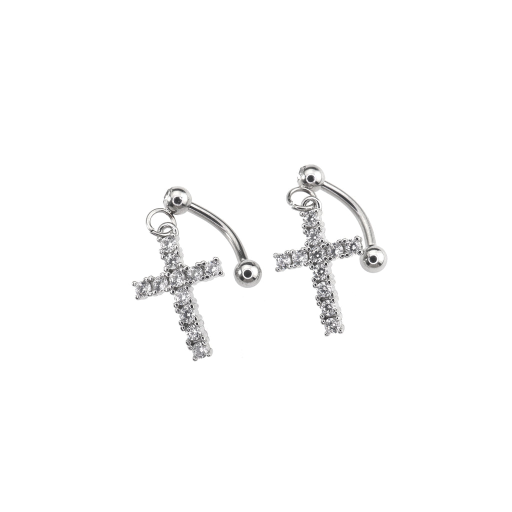 Heart CZ stainless steel Rook Stud
