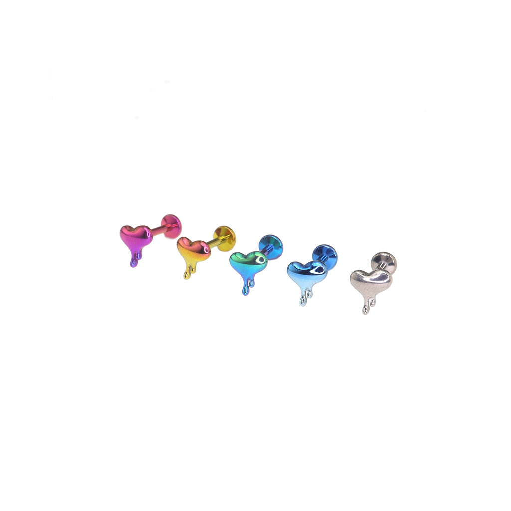 3D Fluid Art Heart Titanium Lip Ring