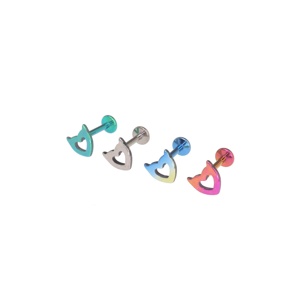 Openwork Heart Demon Horn Internally Threaded Titanium Studs