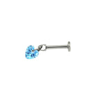 Rainbow Heart CZ Pendant Internally Threaded Titanium Studs