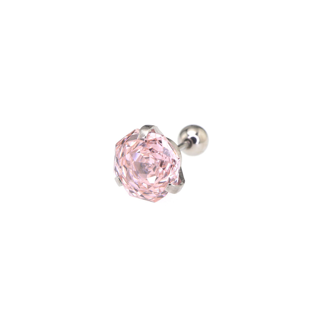 8mm Externally Threaded Rose-Cut CZ Stainless Steel Ear Studs
