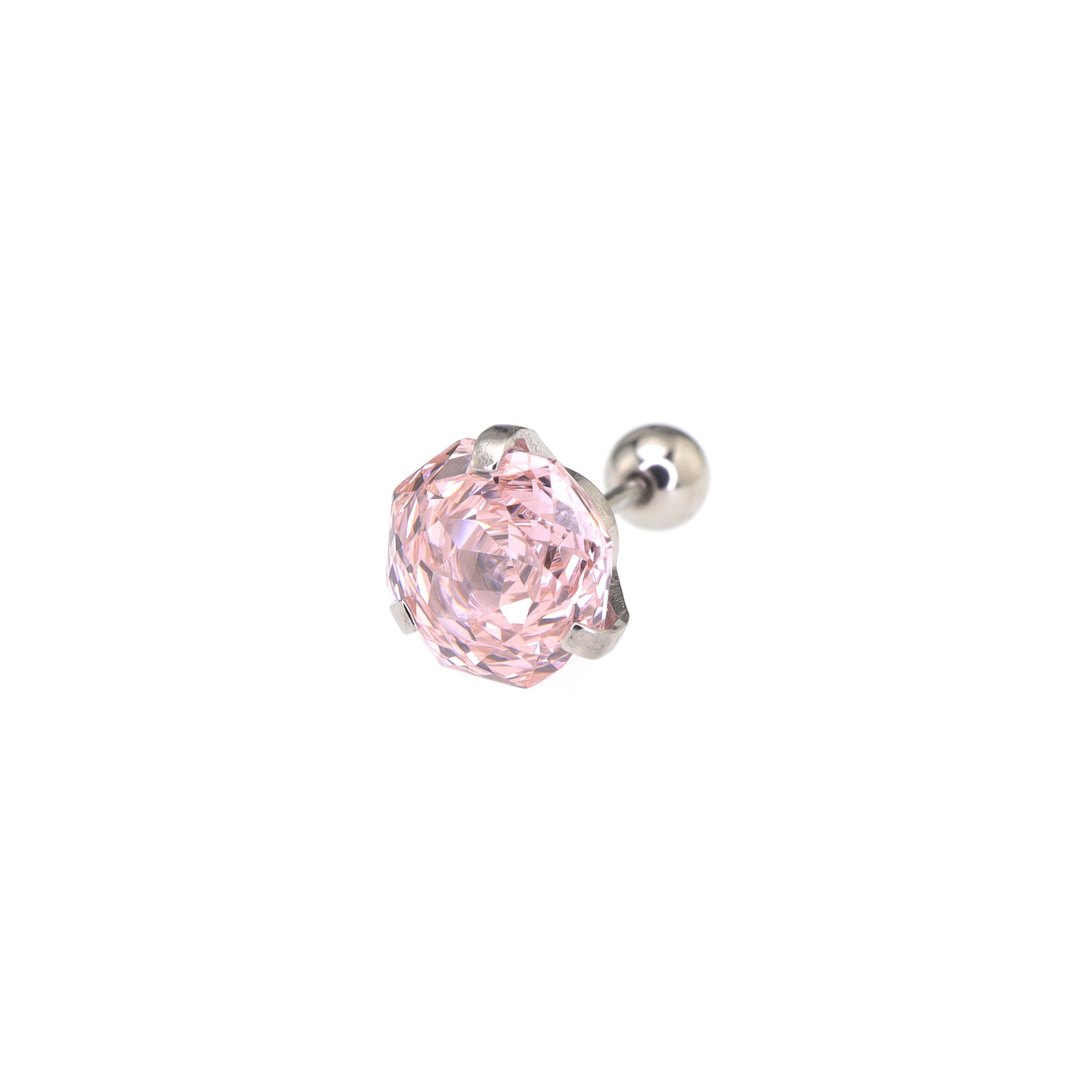8mm Externally Threaded Rose-Cut CZ Stainless Steel Ear Studs