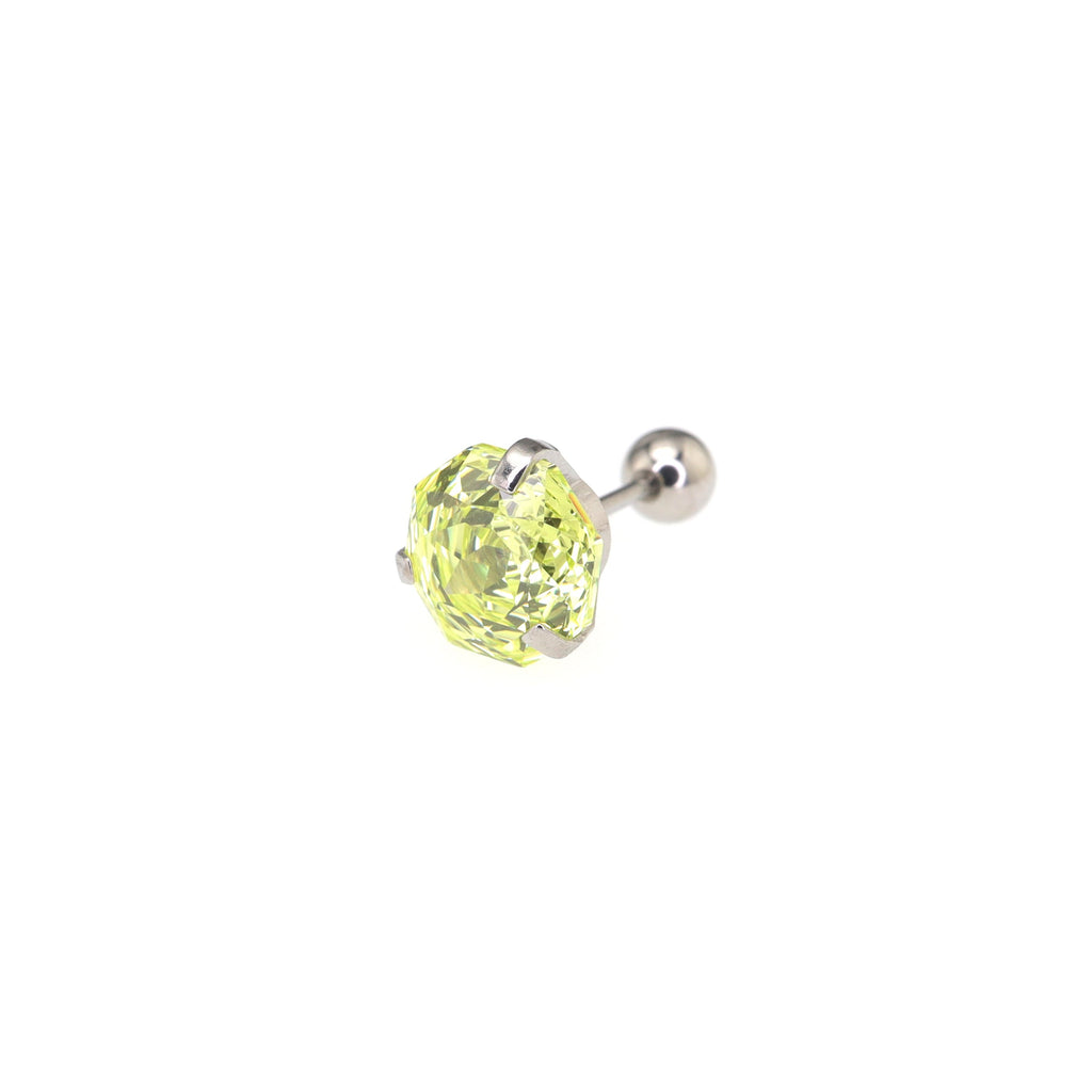 8mm Externally Threaded Rose-Cut CZ Stainless Steel Ear Studs