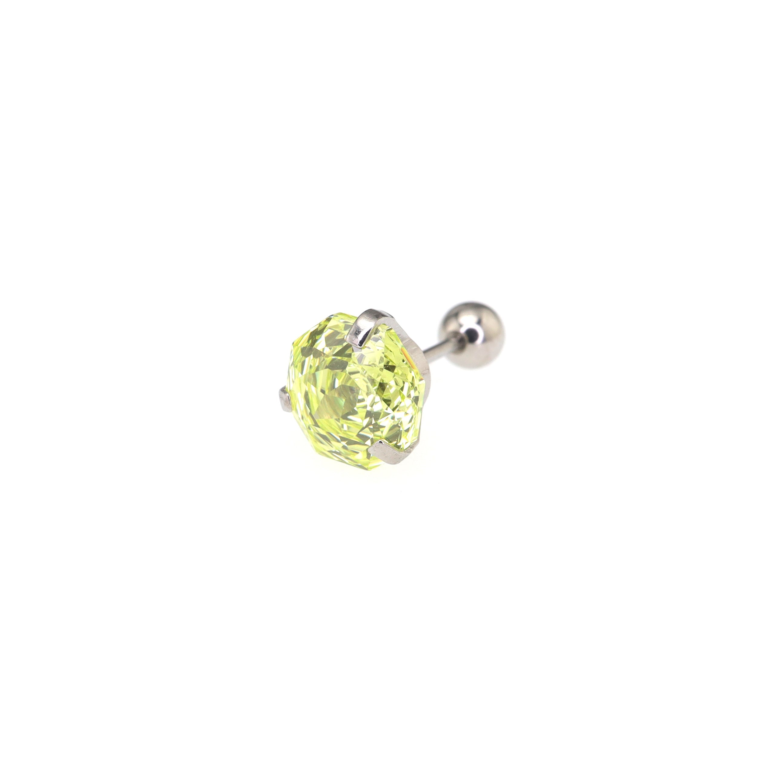 8mm Externally Threaded Rose-Cut CZ Stainless Steel Ear Studs