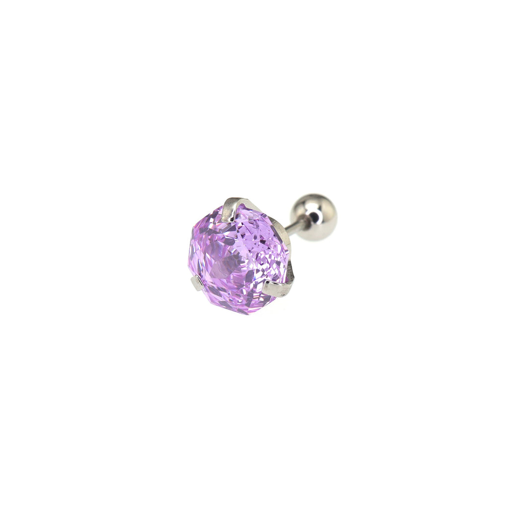 8mm Externally Threaded Rose-Cut CZ Stainless Steel Ear Studs