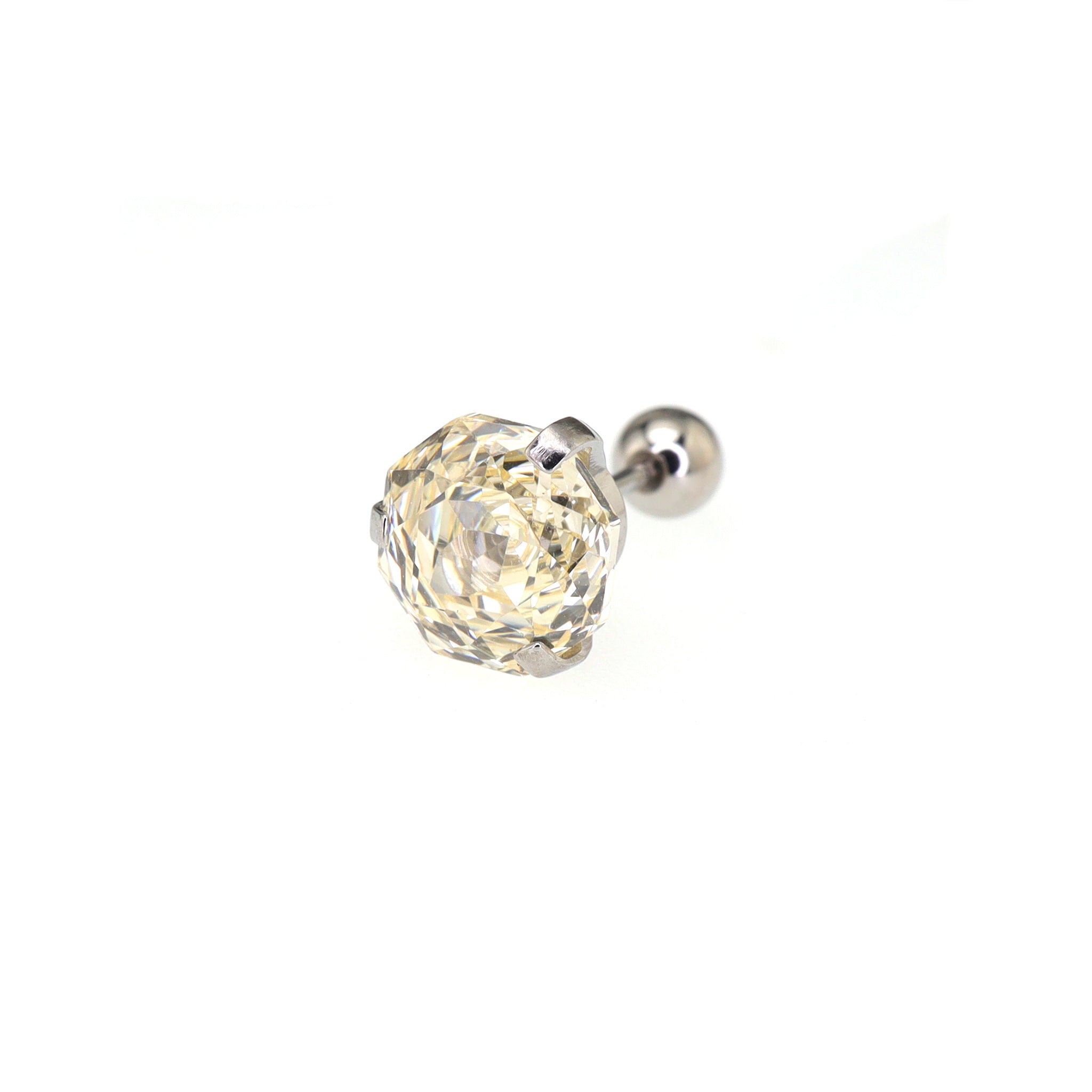 8mm Externally Threaded Rose-Cut CZ Stainless Steel Ear Studs