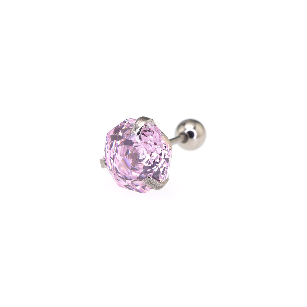 8mm Externally Threaded Rose-Cut CZ Stainless Steel Ear Studs