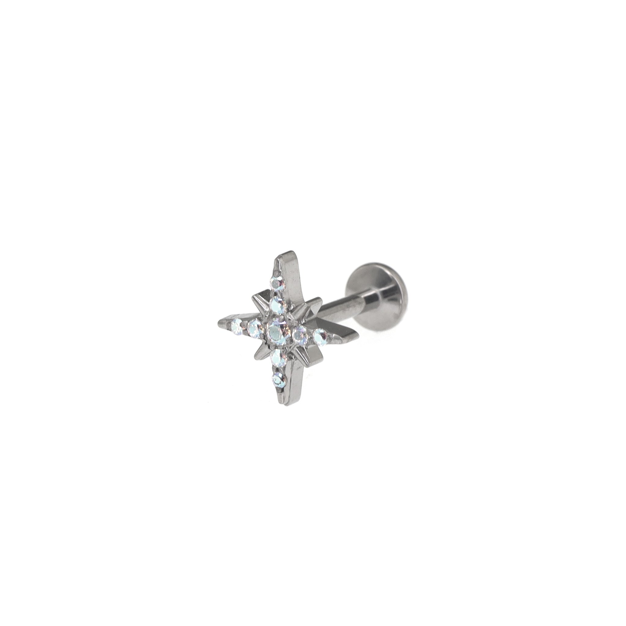 CZ Octagram Titanium Ear Studs