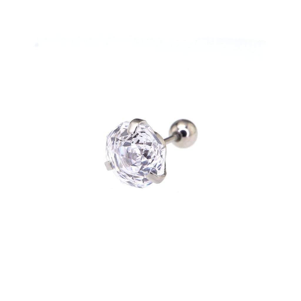 8mm Externally Threaded Rose-Cut CZ Stainless Steel Ear Studs