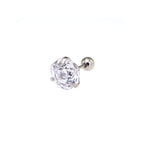 8mm Externally Threaded Rose-Cut CZ Stainless Steel Ear Studs