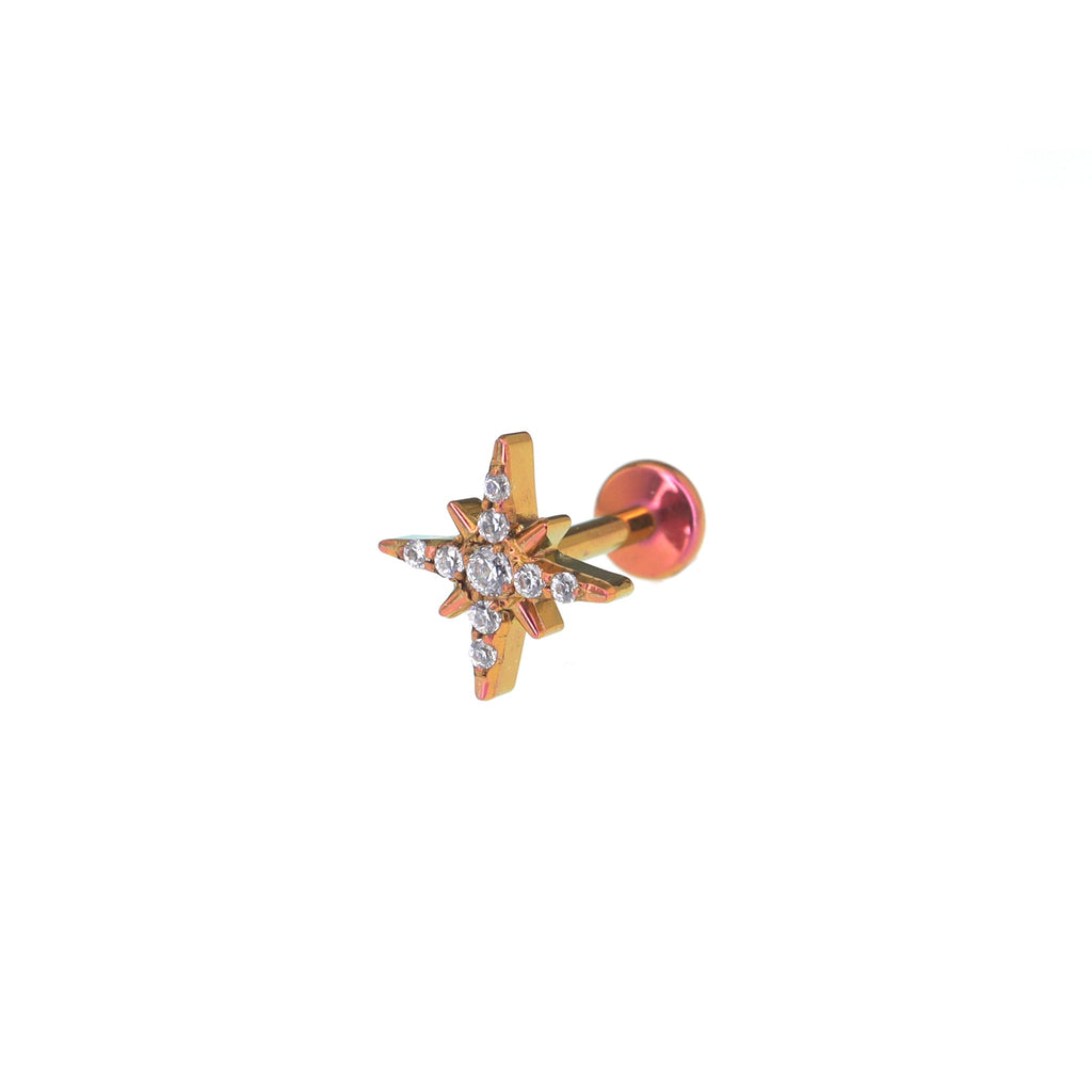 CZ Octagram Titanium Ear Studs