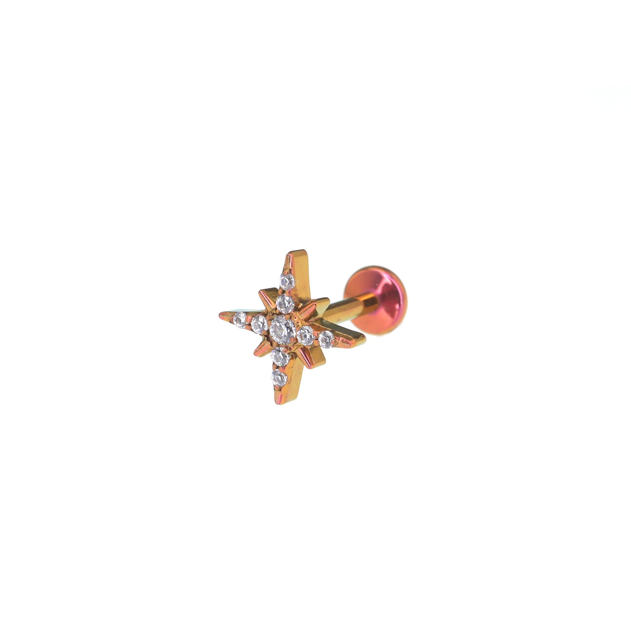 CZ Octagram Titanium Ear Studs