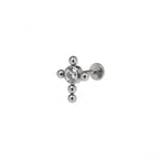 Cross with CZ Ball Titanium Ear Studs