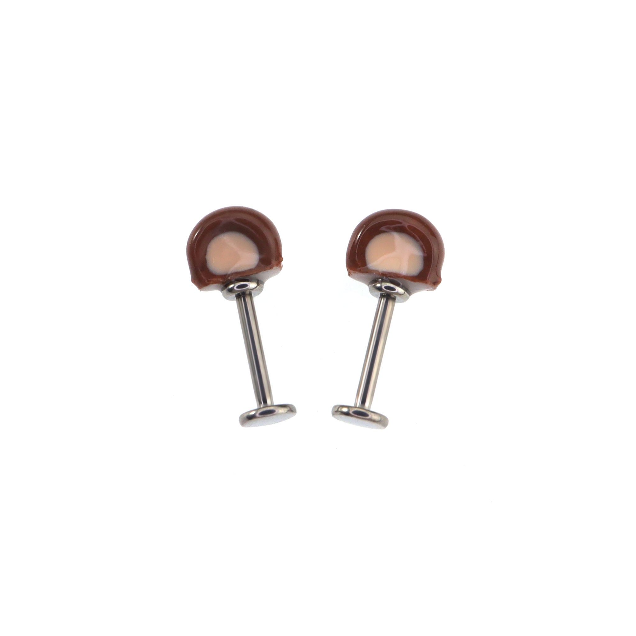 Cute Brown Bear Ear Titanium Ear Stud