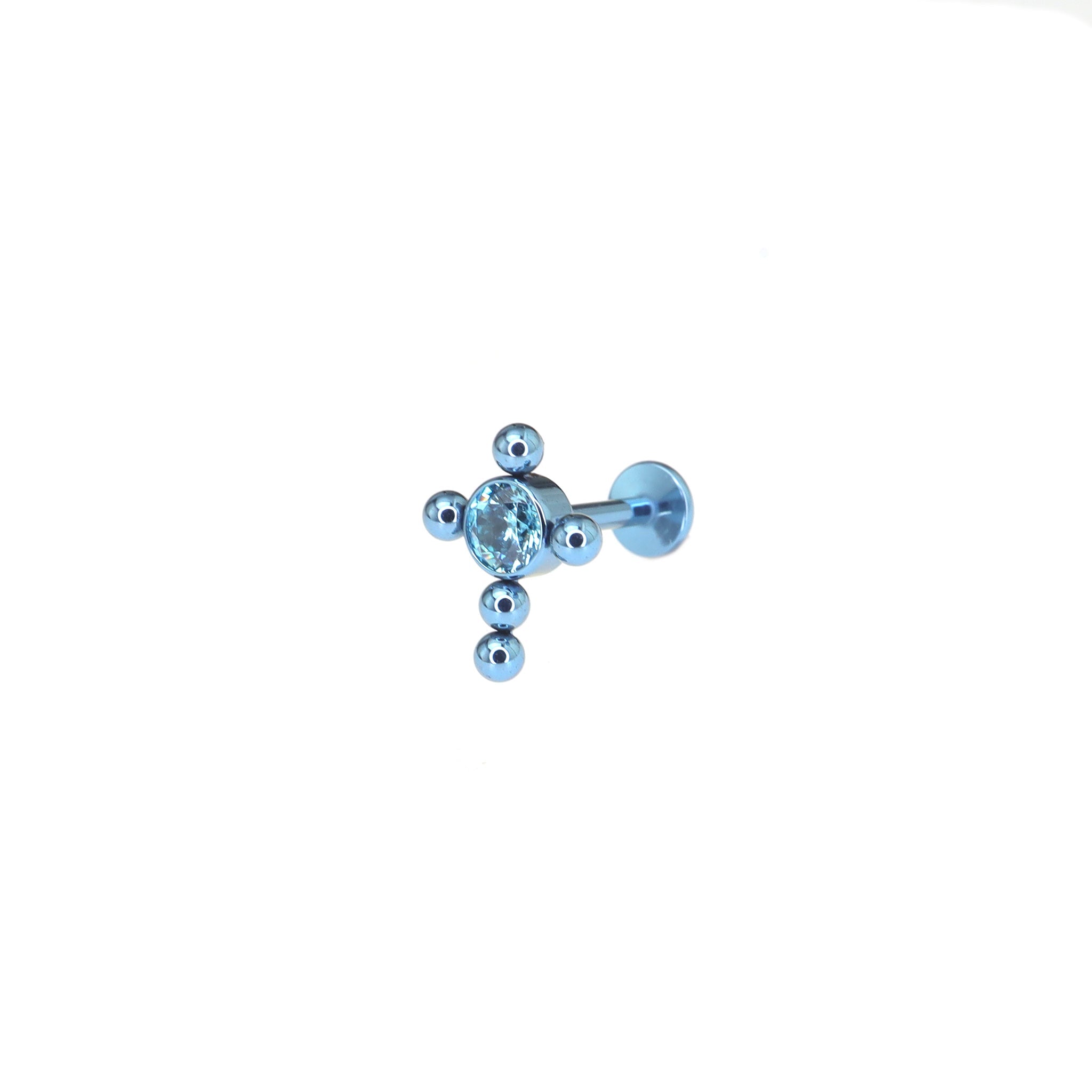 Cross with CZ Ball Titanium Ear Studs