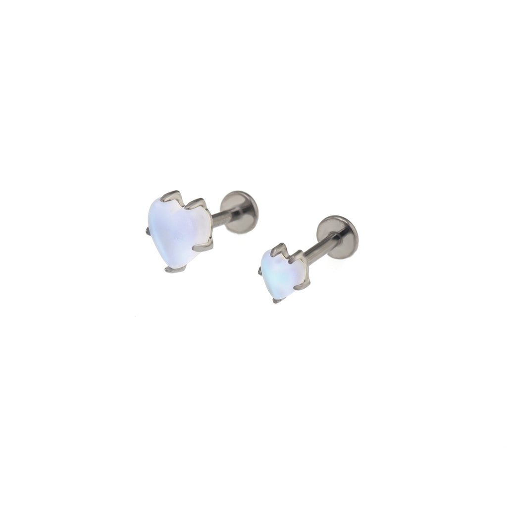 Satin Heart Moonstone Internally Threaded Titanium Threaded Studs