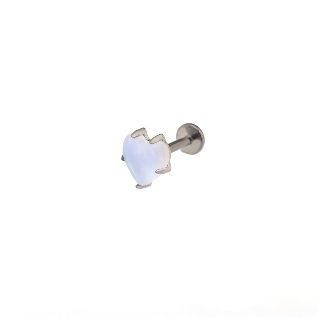 Satin Heart Moonstone Internally Threaded Titanium Threaded Studs