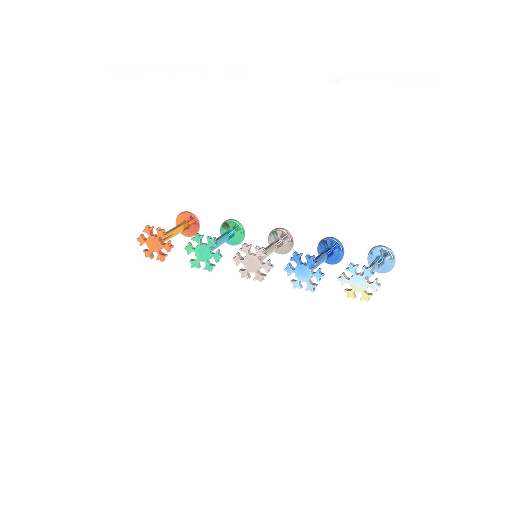 Mini Snowflake Titanium Ear Studs