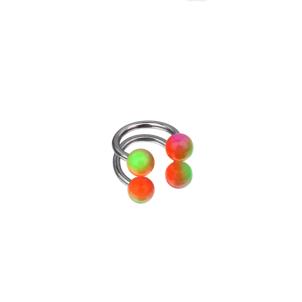 Colorful Acrylic Contrast Ball Horseshoe Ring