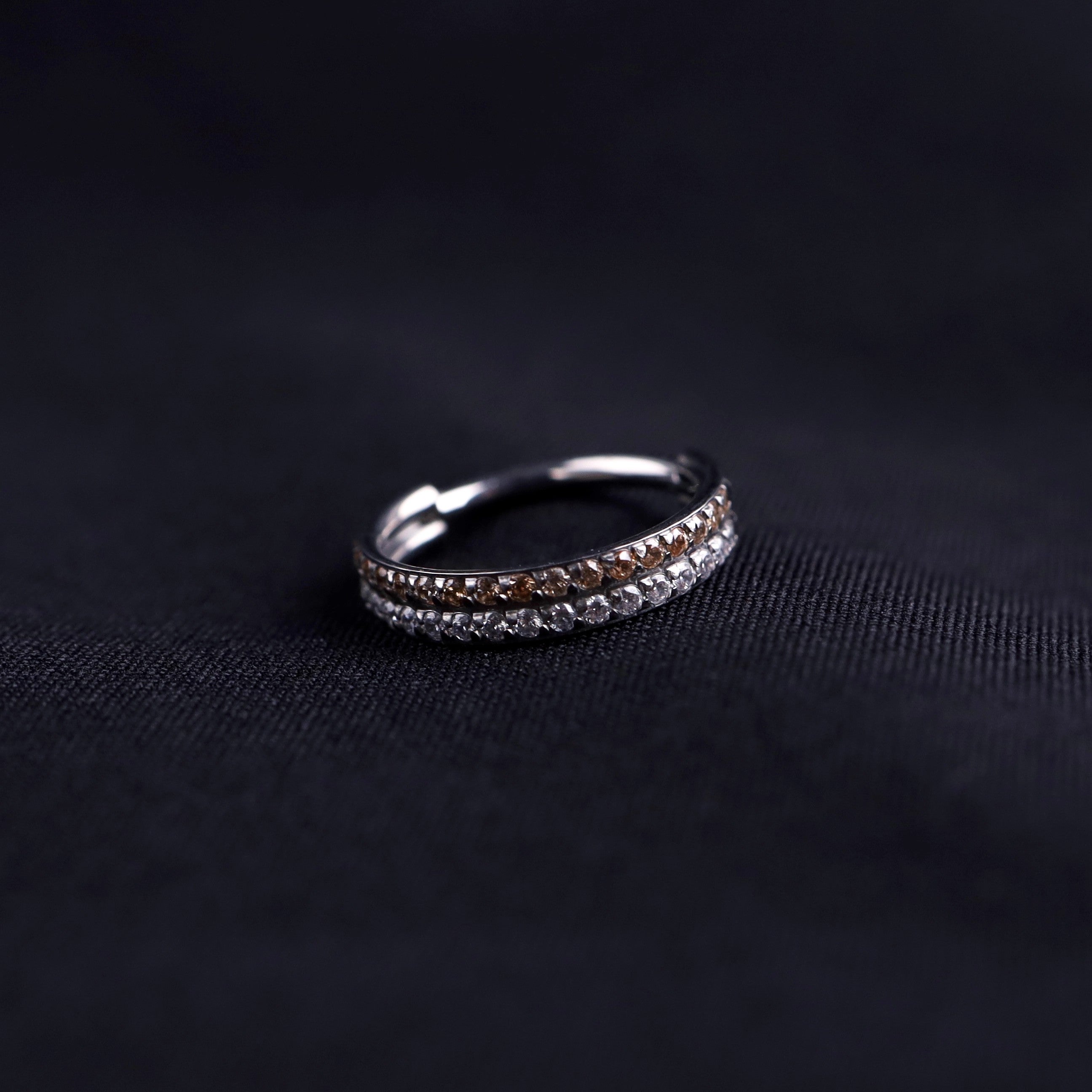 16G Double Layer CZ Titanium Segment Hoop