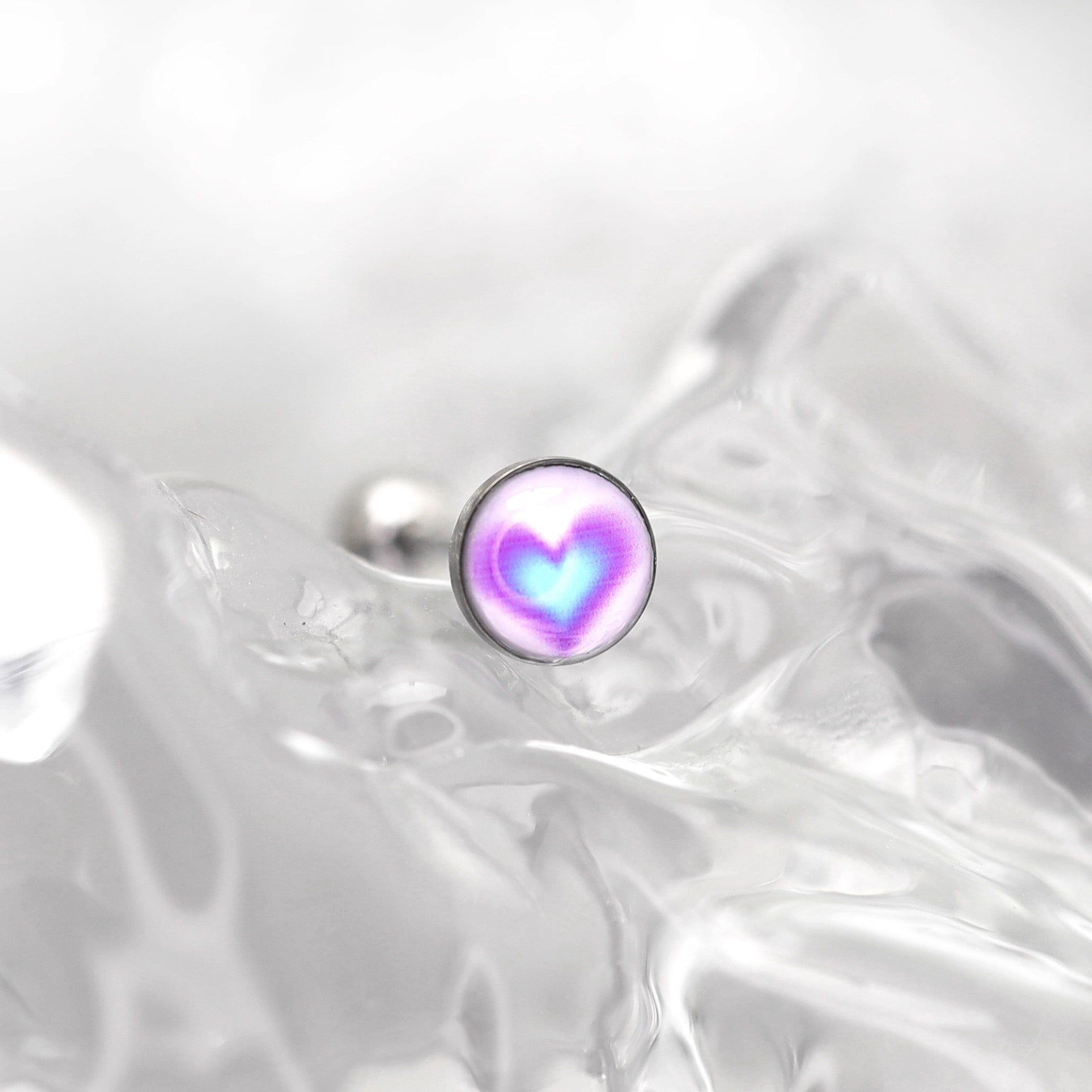 Heart Epoxy Resin Stainless steel tongue stud