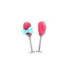 Pink Rabbit Ear Internally Threaded Titanium Ear Stud