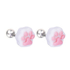 Resin Colorful Cat Paw Stainless Steel Ear Studs