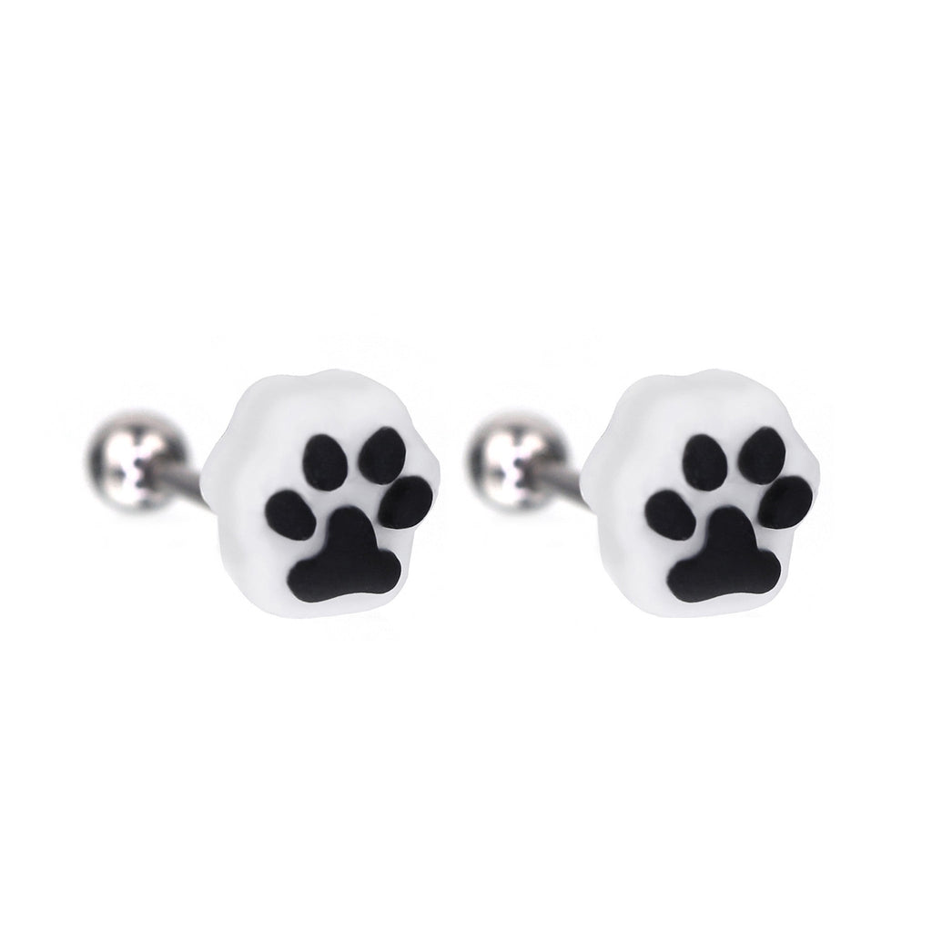 Resin Colorful Cat Paw Stainless Steel Ear Studs