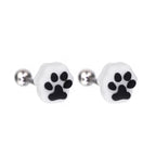 Resin Colorful Cat Paw Stainless Steel Ear Studs