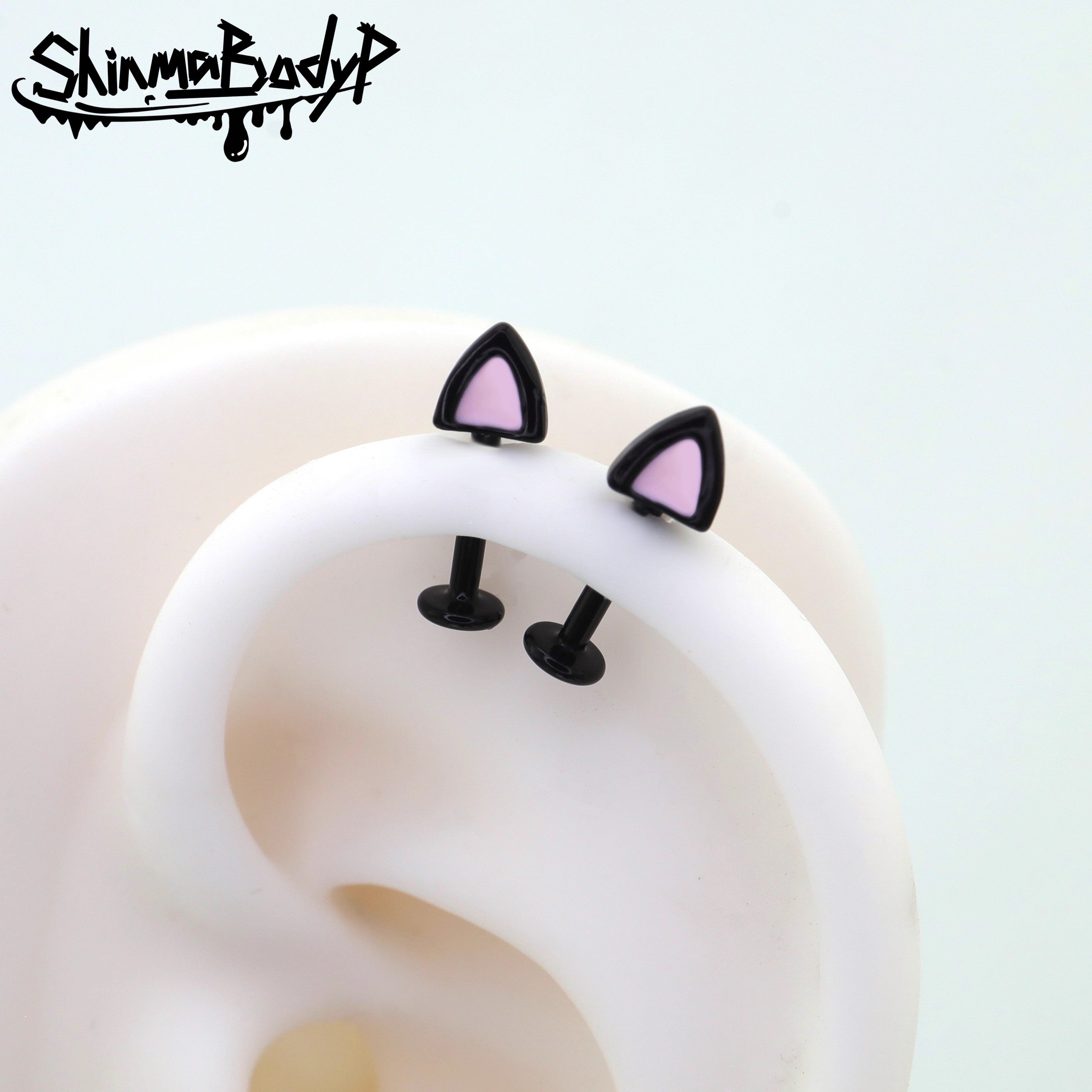 Oil Slick Cat Ear stainless steel Cartilage Studs