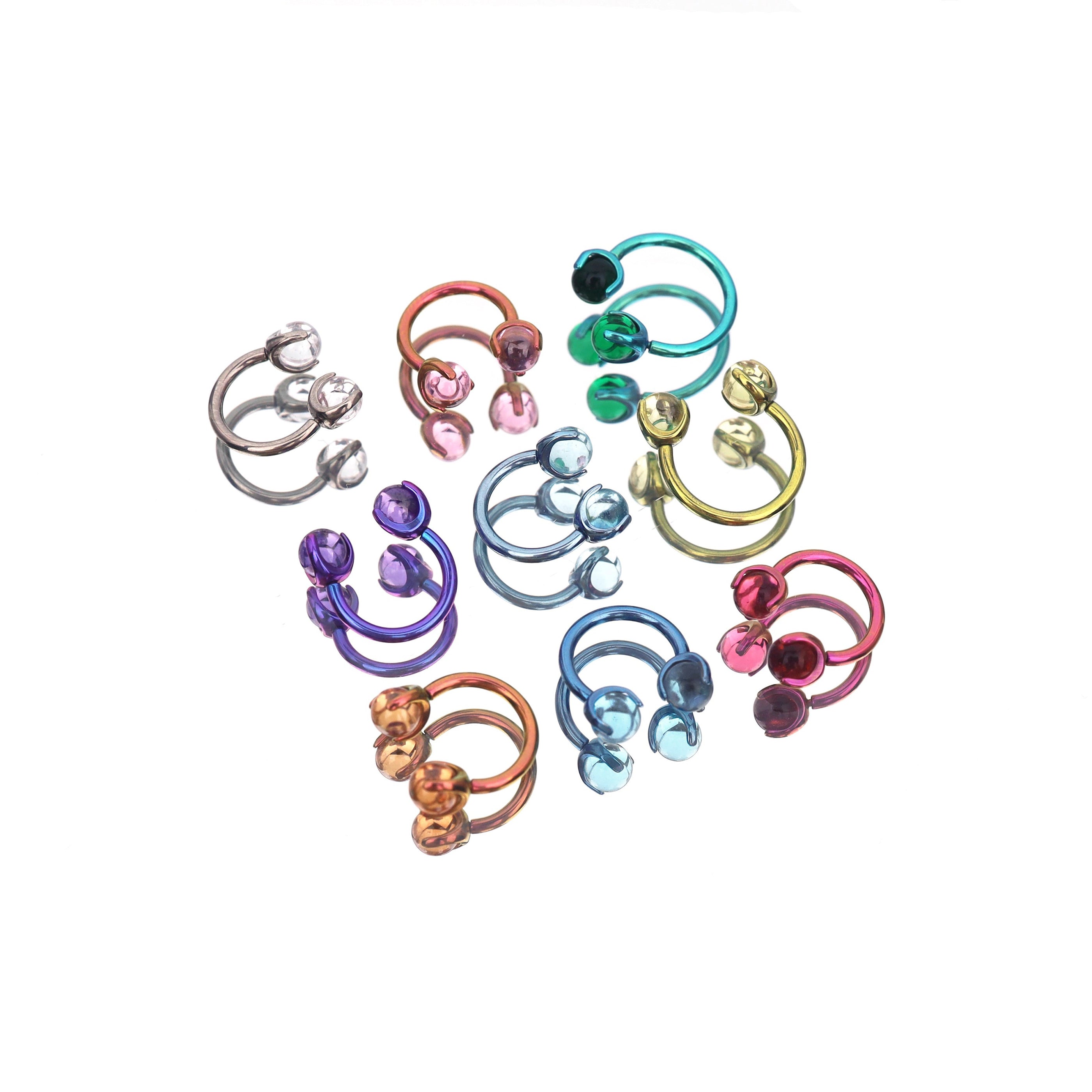 16G CZ ball Titanium Horseshoe Ring