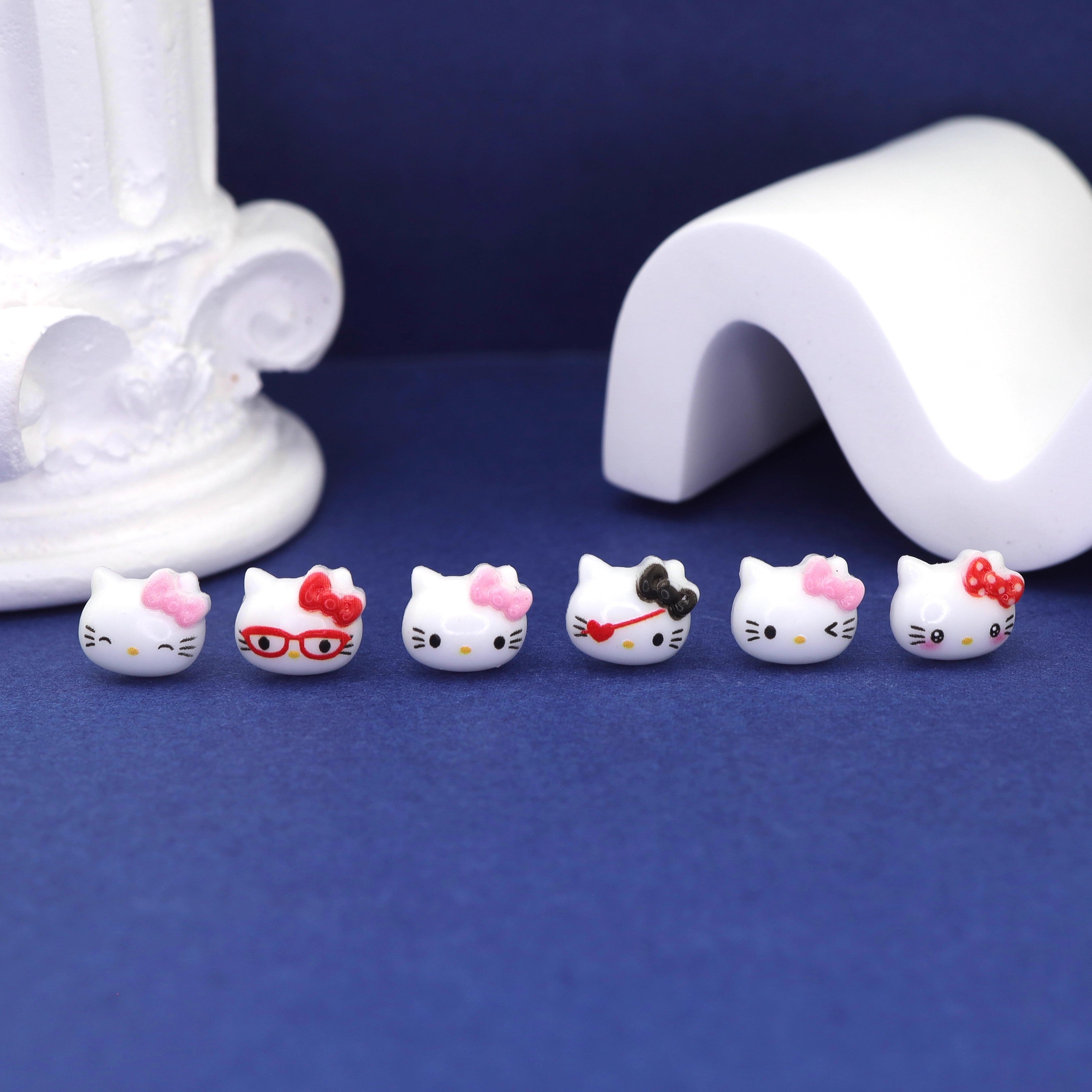 Paws & Purrs - Sweet Punk Kitty Face Ear Stud - Paws & Purrs - Sweet Punk Kitty Face Ear Stud - Basic / 0.8mm/20G by CRUXJEWELRY