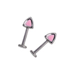 Blue and Pink Oil Slick Cat Ear stainless steel Internally Threaded Helix Studs