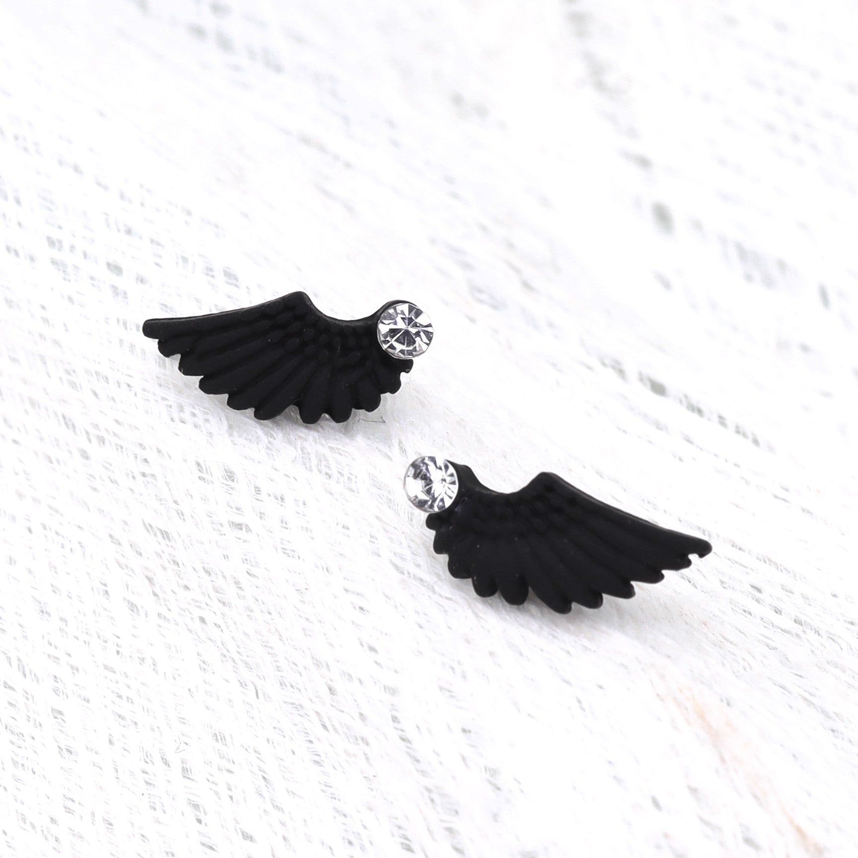 PAIR OF White Wing CZ Internally Threaded stainless steel Studs