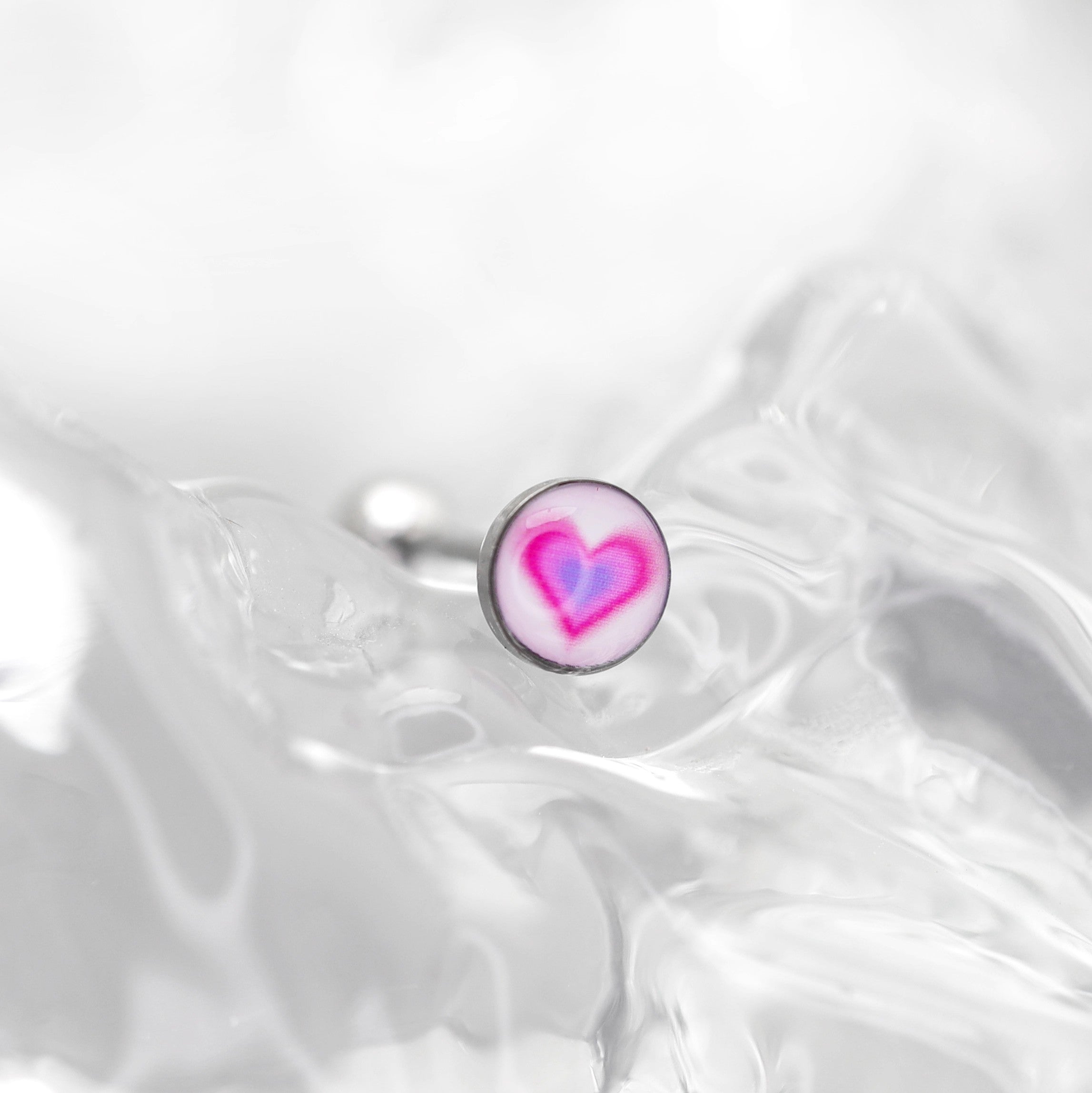 Heart Epoxy Resin Stainless steel tongue stud