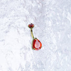 Teardrop CZ Internally Threaded Titanium Belly Ring